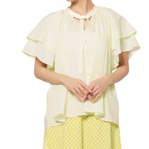 ウォッシャブル フレアスリーブ ボウタイブラウス