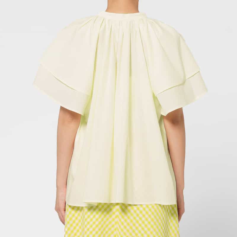 BARNEYS NEW YORK ウォッシャブル フレアスリーブ ボウタイブラウス IVORY