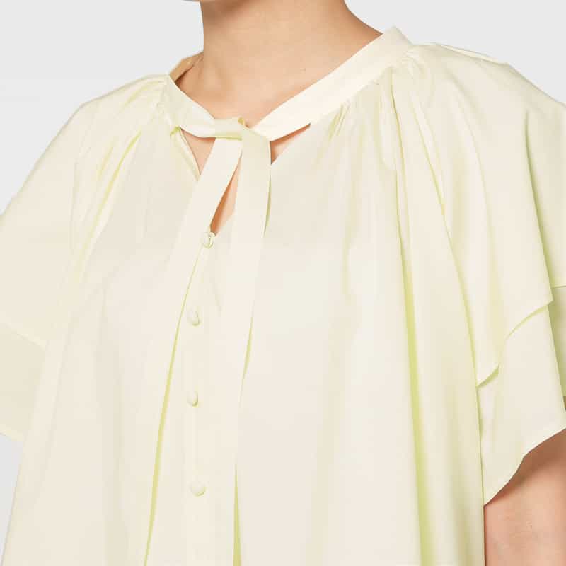 BARNEYS NEW YORK ウォッシャブル フレアスリーブ ボウタイブラウス IVORY