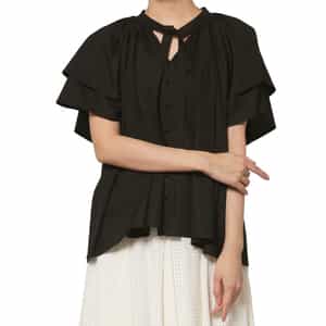 ウォッシャブル フレアスリーブ ボウタイブラウス