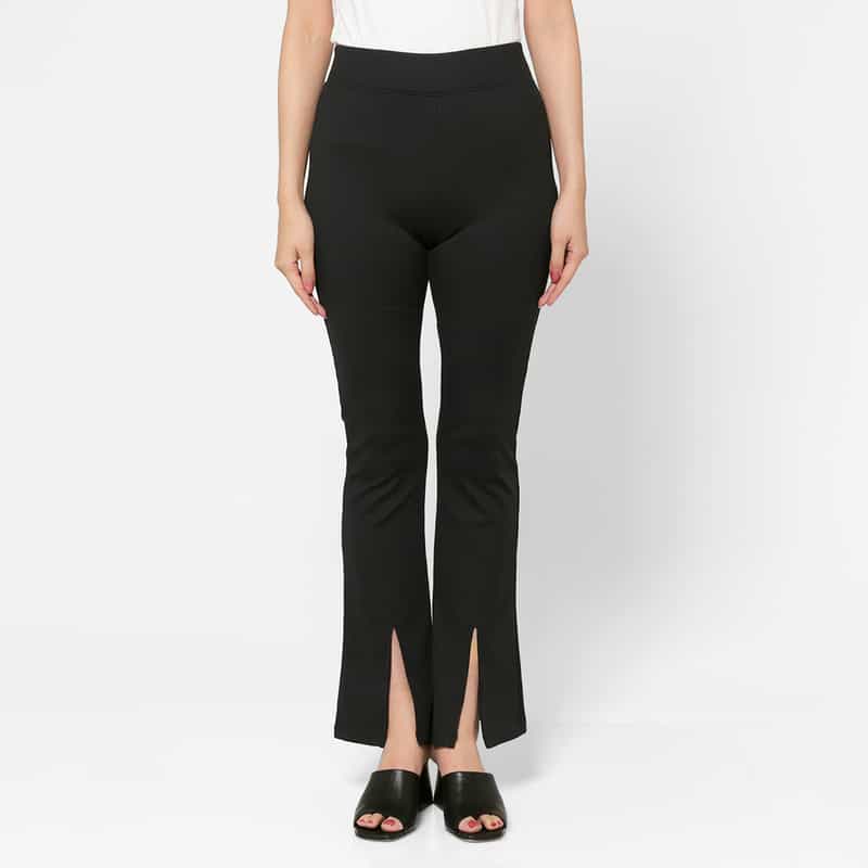 NYLORA NYLORA＜ナイロラ＞ フロントスリット入りフレアパンツ BLACK