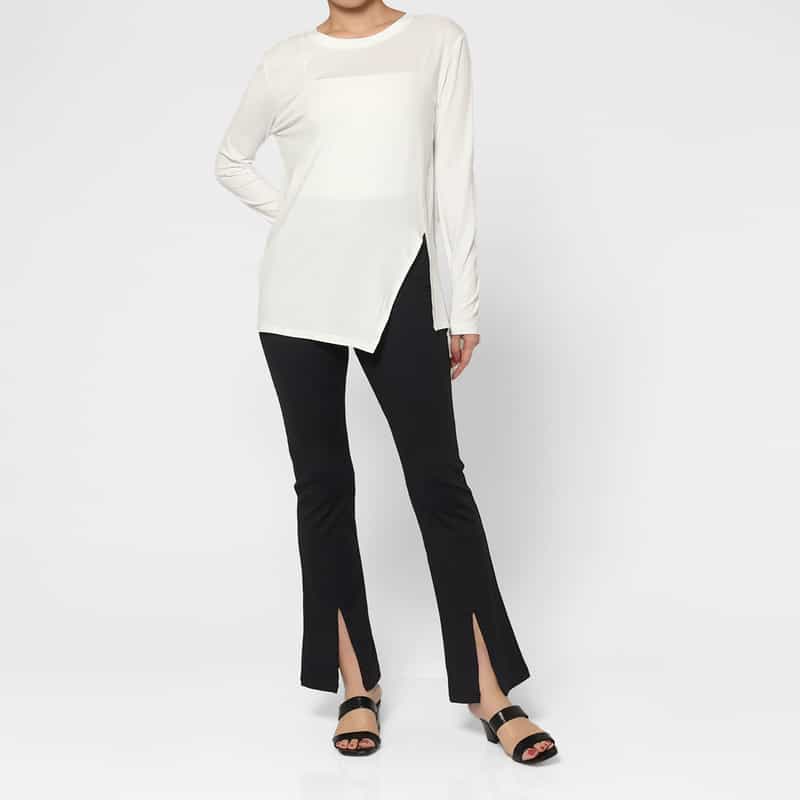 NYLORA NYLORA＜ナイロラ＞ シアー素材ロングスリーブカットソー WHITE