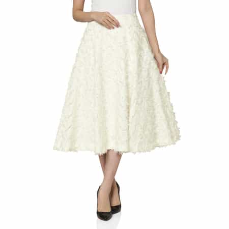 膨れジャカード素材 フレア スカート