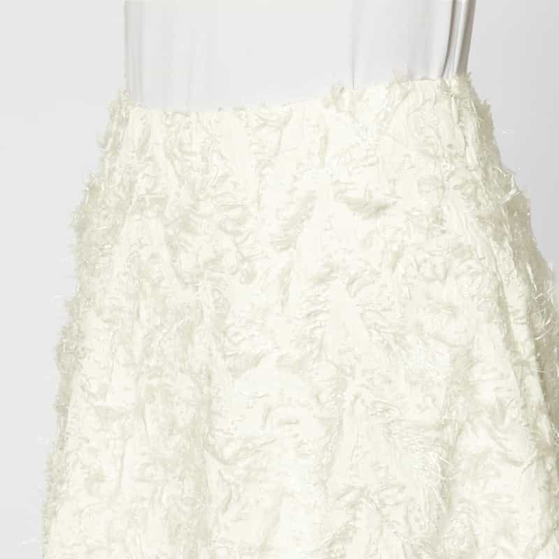 BARNEYS NEW YORK 膨れジャカード素材 フレア スカート WHITE