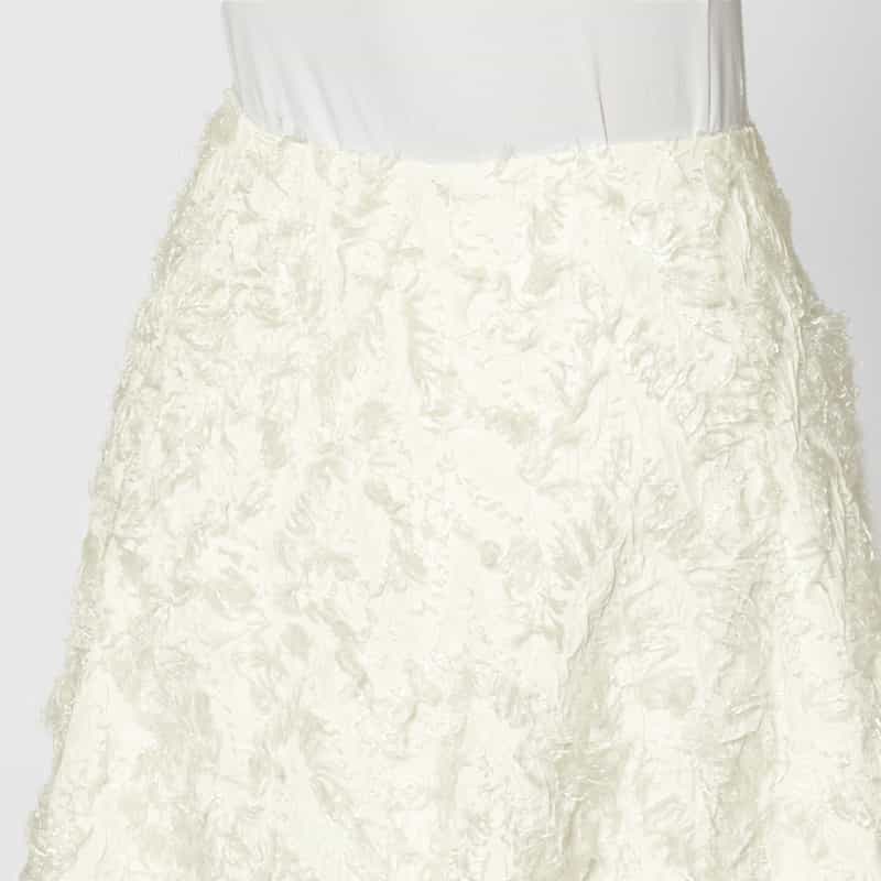 BARNEYS NEW YORK 膨れジャカード素材 フレア スカート WHITE