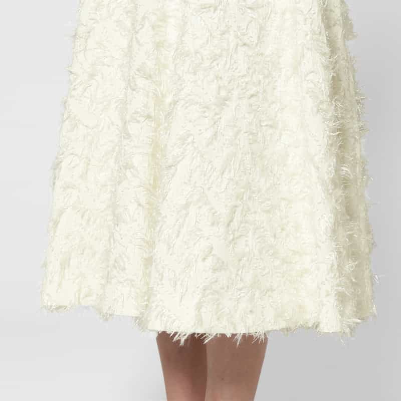 BARNEYS NEW YORK 膨れジャカード素材 フレア スカート WHITE