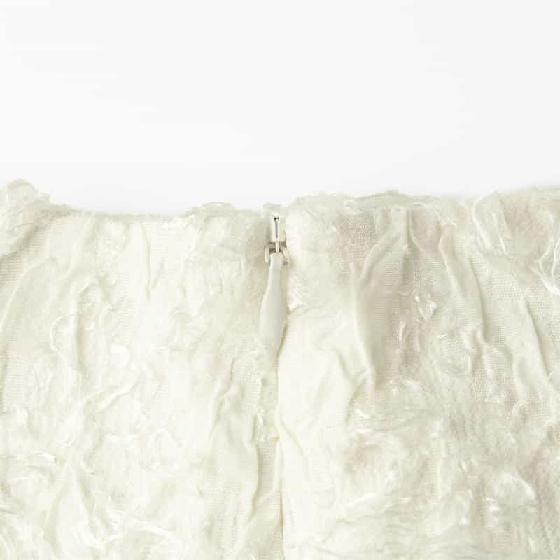 BARNEYS NEW YORK 膨れジャカード素材 フレア スカート WHITE