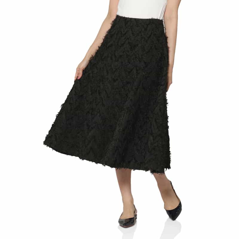 膨れジャカード素材 フレア スカート