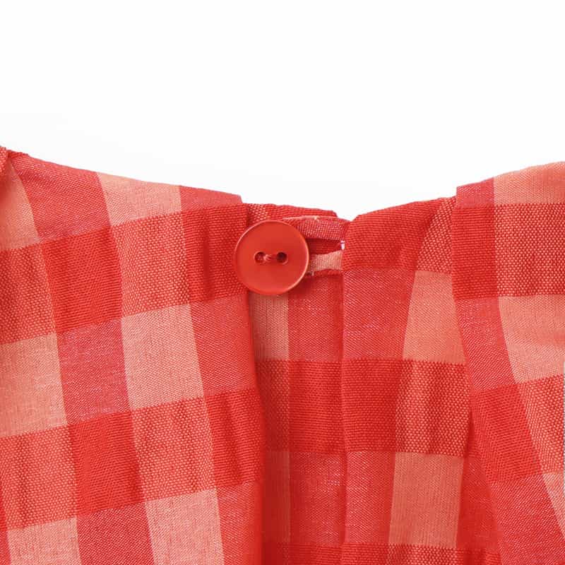 BARNEYS NEW YORK セットアップ ウォッシャブル ギンガムチェックリボンブラウス RED