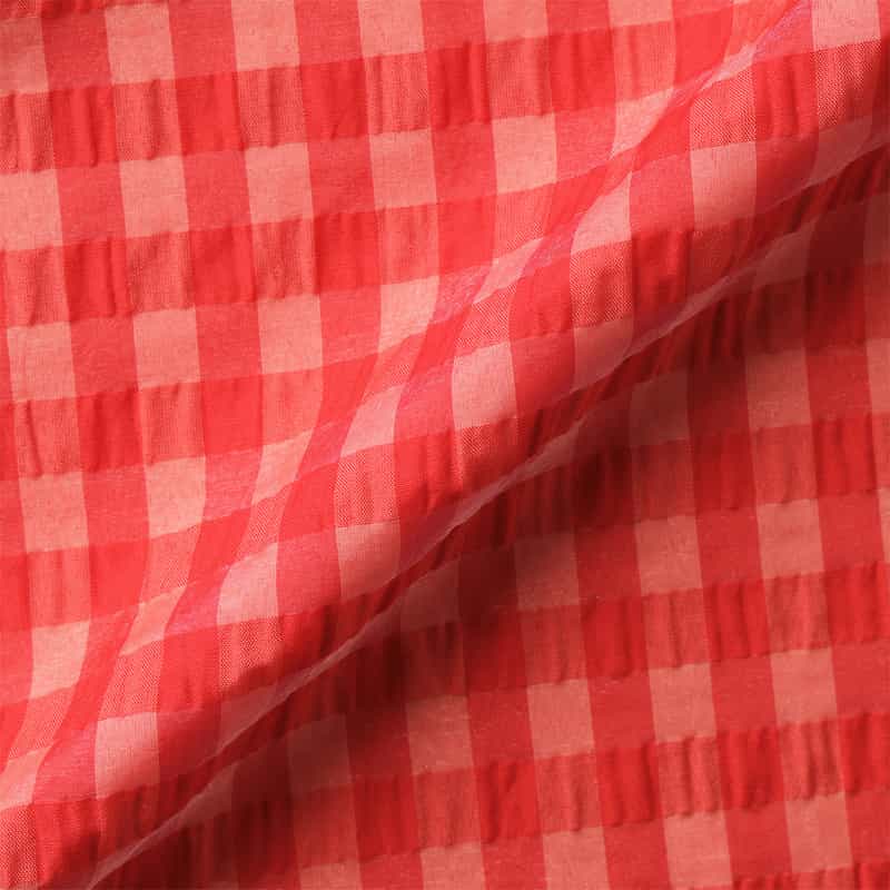 BARNEYS NEW YORK セットアップ ウォッシャブル ギンガムチェックリボンブラウス RED