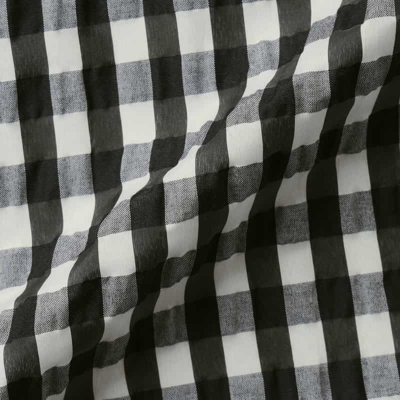 BARNEYS NEW YORK セットアップ ウォッシャブル ギンガムチェックリボンブラウス BLACK