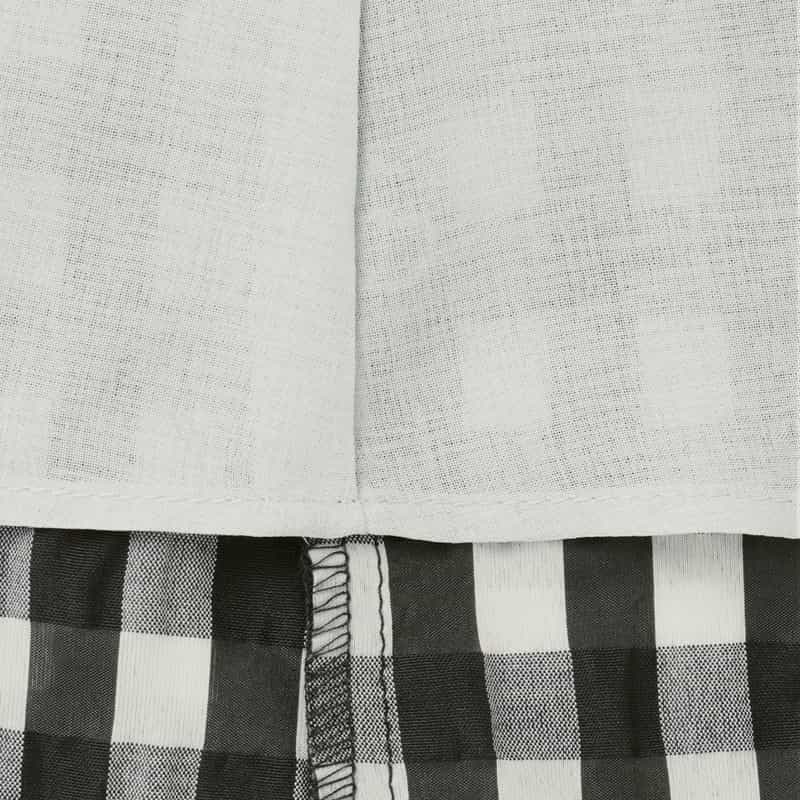 BARNEYS NEW YORK セットアップ ウォッシャブル ギンガムチェックリボンブラウス BLACK