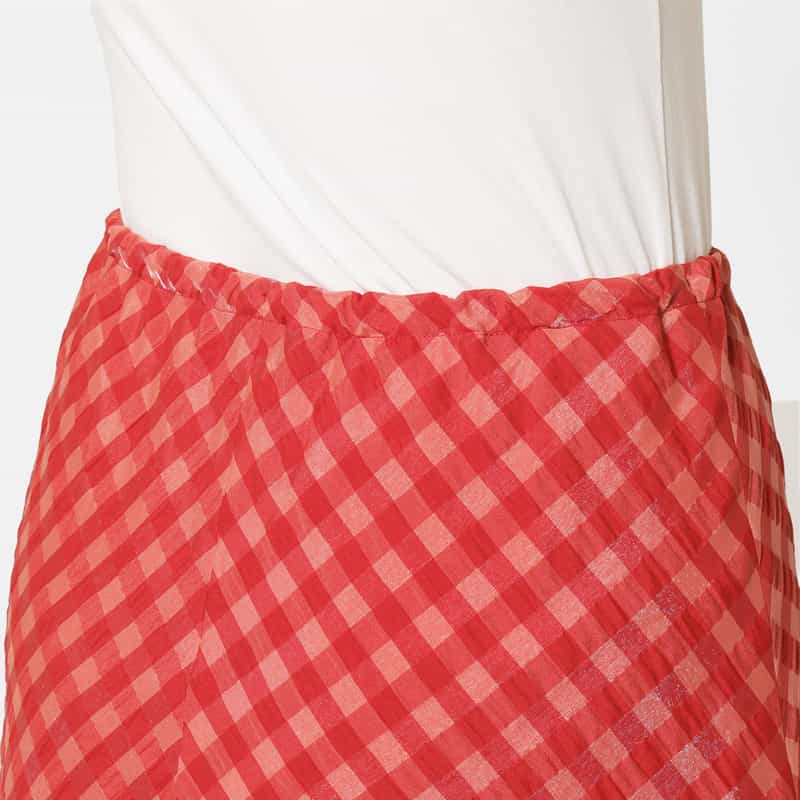 BARNEYS NEW YORK セットアップ ウォッシャブル ギンガムチェックロングスカート RED