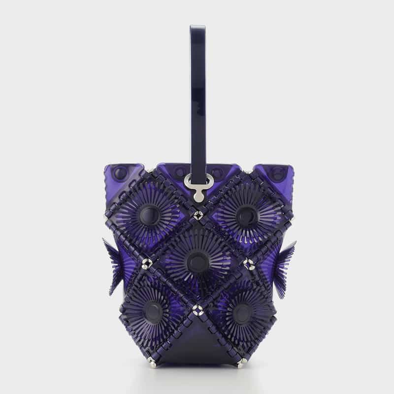 52 BY HIKARUMATSUMURA 52 BY HIKARUMATSUMURA＜ゴジュウニ バイ ヒカルマツムラ＞ バケットバッグ"SABOTEN" NAVY