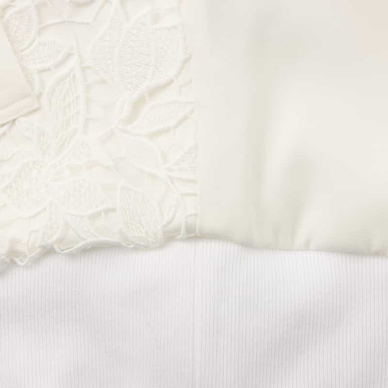 BARNEYS NEW YORK スクーバ×レース コンビネーション ジップアップブルゾン WHITE