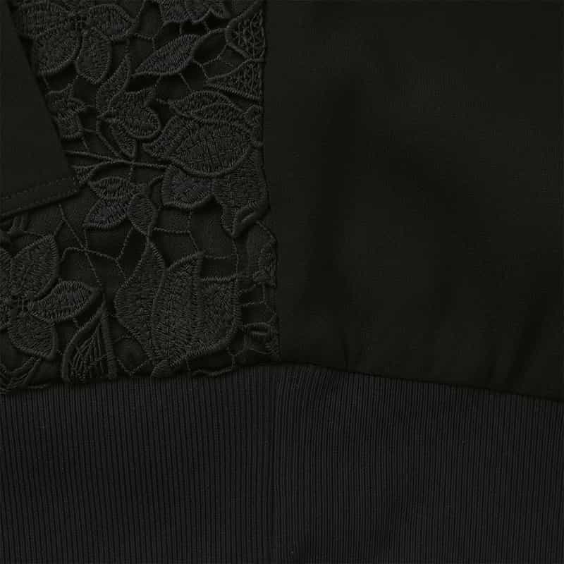 BARNEYS NEW YORK スクーバ×レース コンビネーション ジップアップブルゾン BLACK