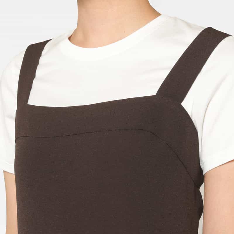 BARNEYS NEW YORK ゴールドボタンデザイン ショルダーロングドレス BROWN