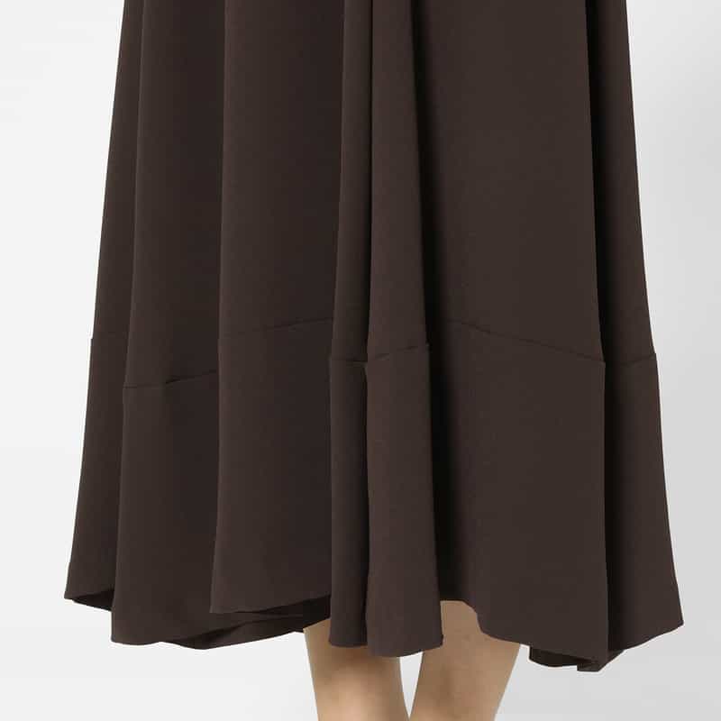 BARNEYS NEW YORK ゴールドボタンデザイン ショルダーロングドレス BROWN