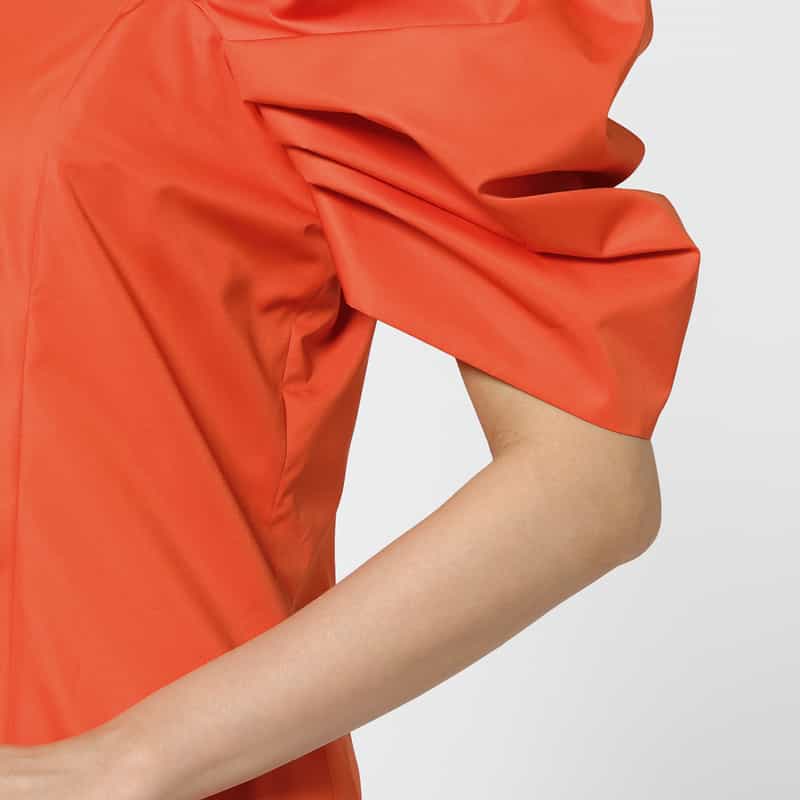 BARNEYS NEW YORK バイカラー タフタ素材オフショルダードレス ORANGE