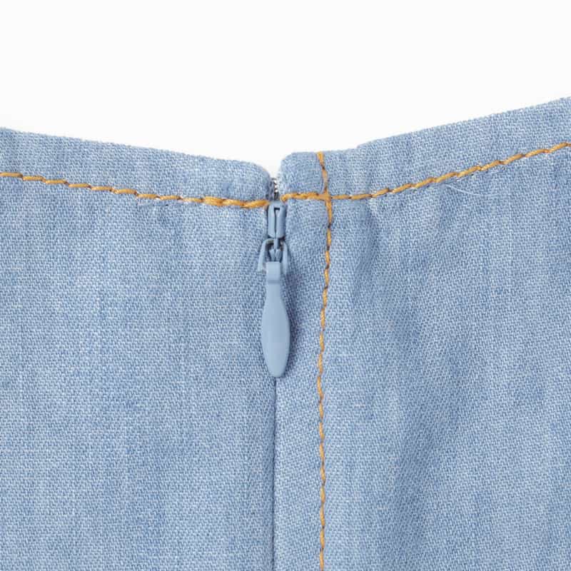 BARNEYS NEW YORK ウォッシャブル デニム素材 パフスリーブオールインワン LIGHT BLUE