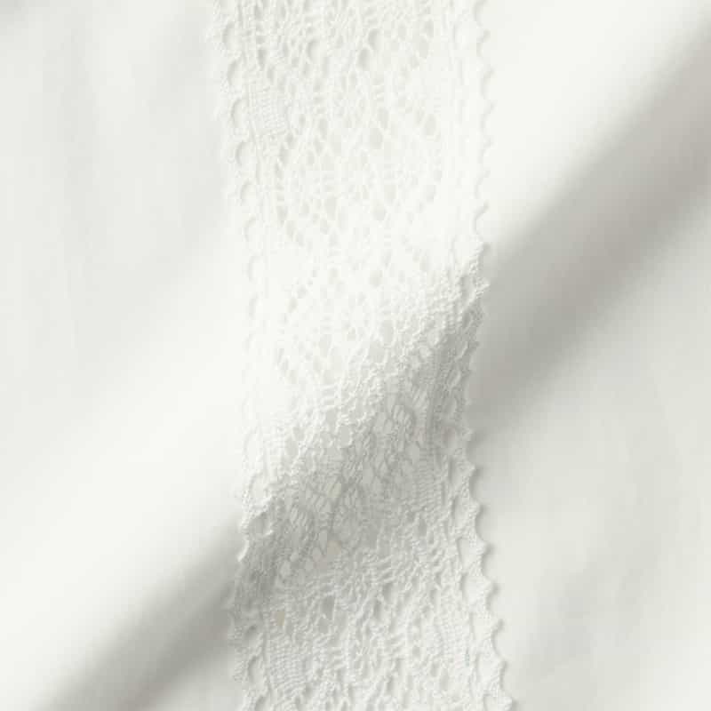 BARNEYS NEW YORK ウォッシャブル レース切替デザインボウタイブラウス WHITE