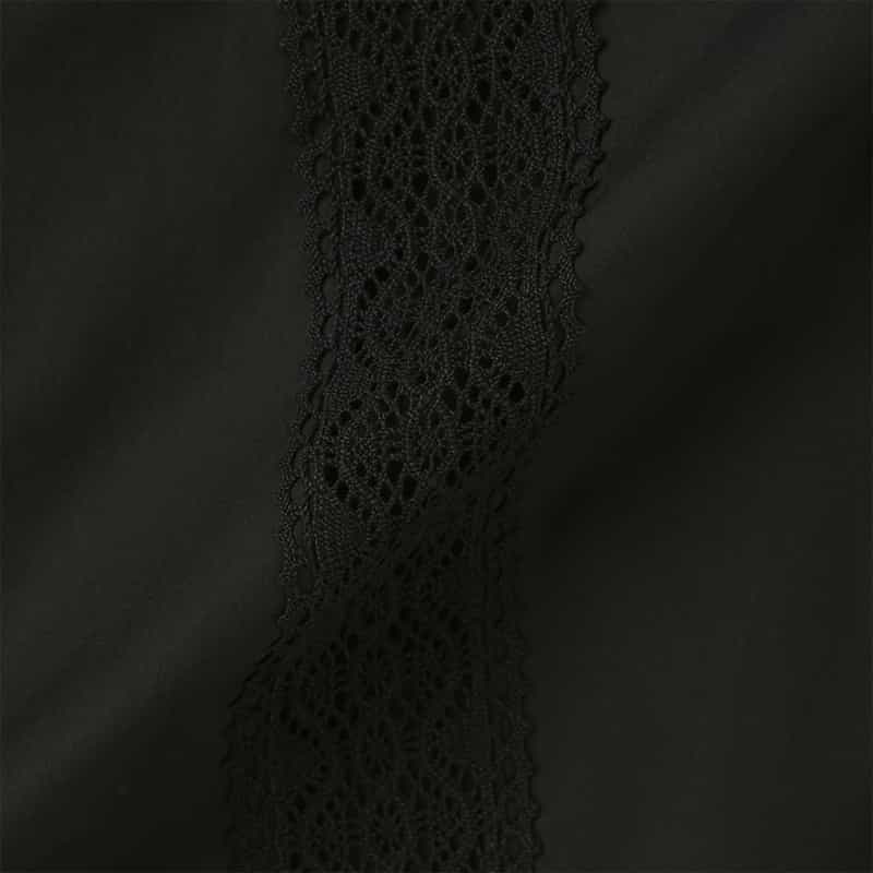 BARNEYS NEW YORK ウォッシャブル レース切替デザインボウタイブラウス BLACK