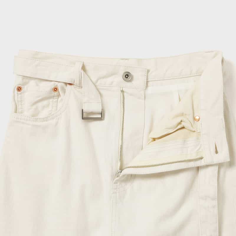 SACAI SACAI＜サカイ＞ プリーツ入りデニムスカート OFF WHITE