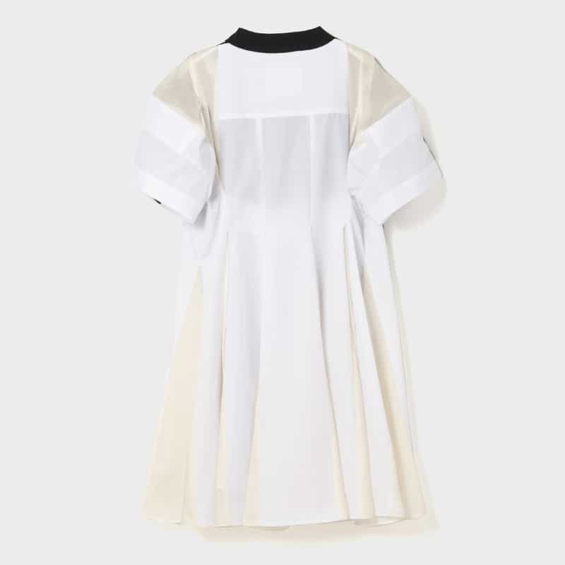 SACAI SACAI＜サカイ＞ コンビネーションショートスリーブニットドレス OFF WHITE