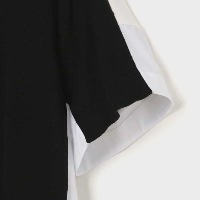 SACAI SACAI＜サカイ＞ コンビネーションショートスリーブニットドレス OFF WHITE