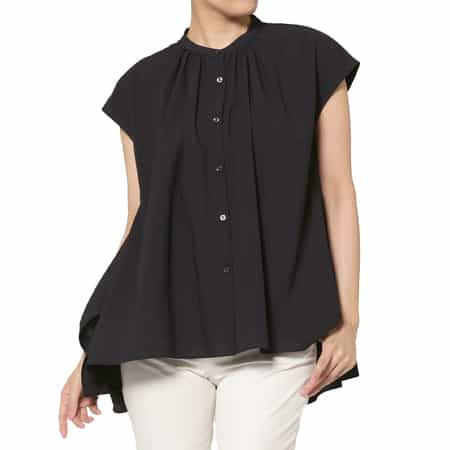 ウォッシャブル フレンチスリーブ タックシャツ