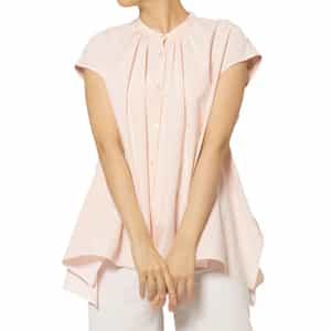 ウォッシャブル フレンチスリーブ タックシャツ