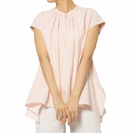 ウォッシャブル フレンチスリーブ タックシャツ