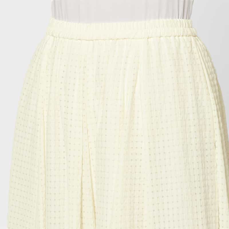 BARNEYS NEW YORK ウォッシャブル シアーチェック素材ロングスカート OFF WHITE