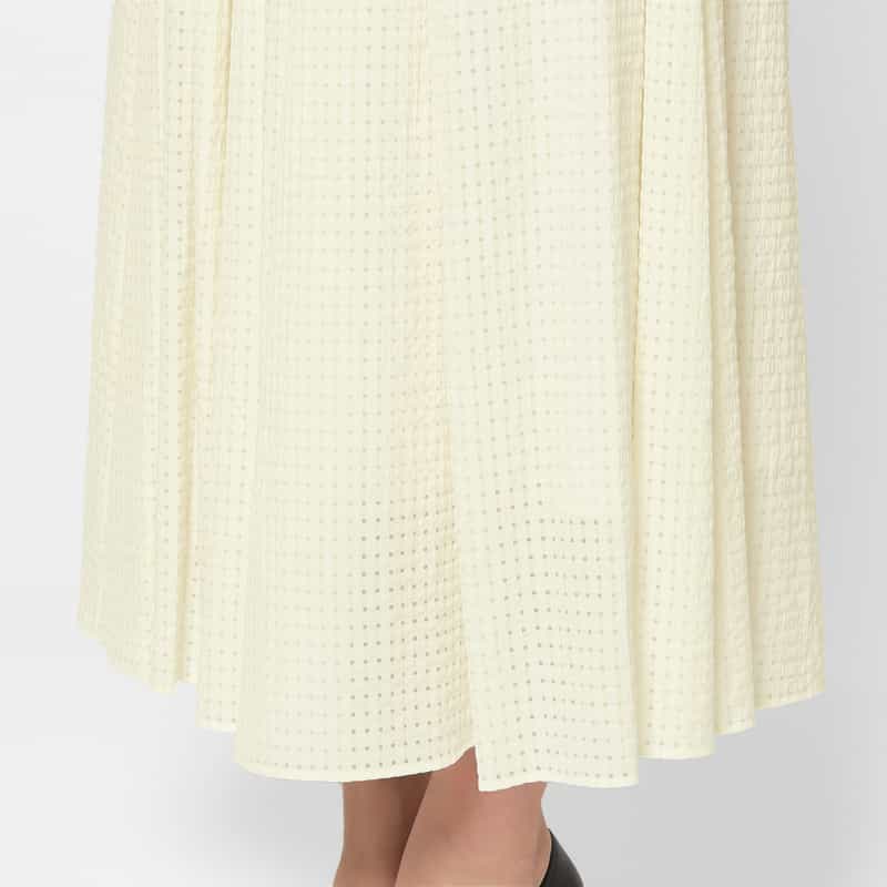 BARNEYS NEW YORK ウォッシャブル シアーチェック素材ロングスカート OFF WHITE