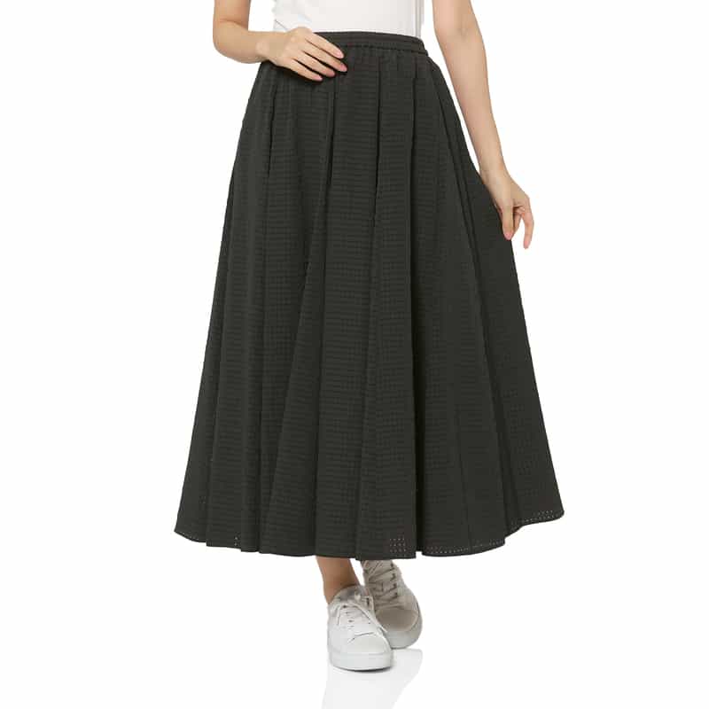 ウォッシャブル シアーチェック素材ロングスカート