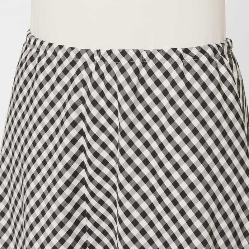 BARNEYS NEW YORK ウォッシャブル ギンガムチェック柄ロングスカート WHITE