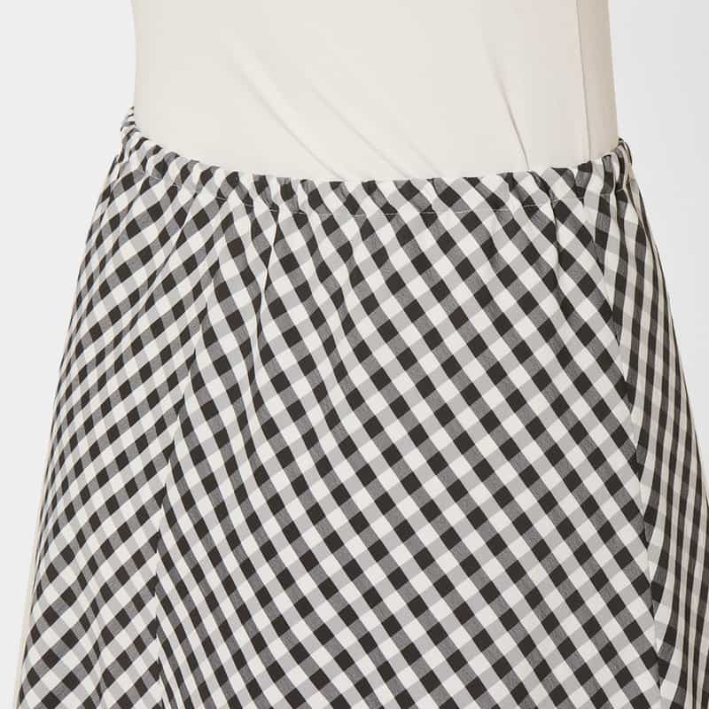 BARNEYS NEW YORK ウォッシャブル ギンガムチェック柄ロングスカート WHITE