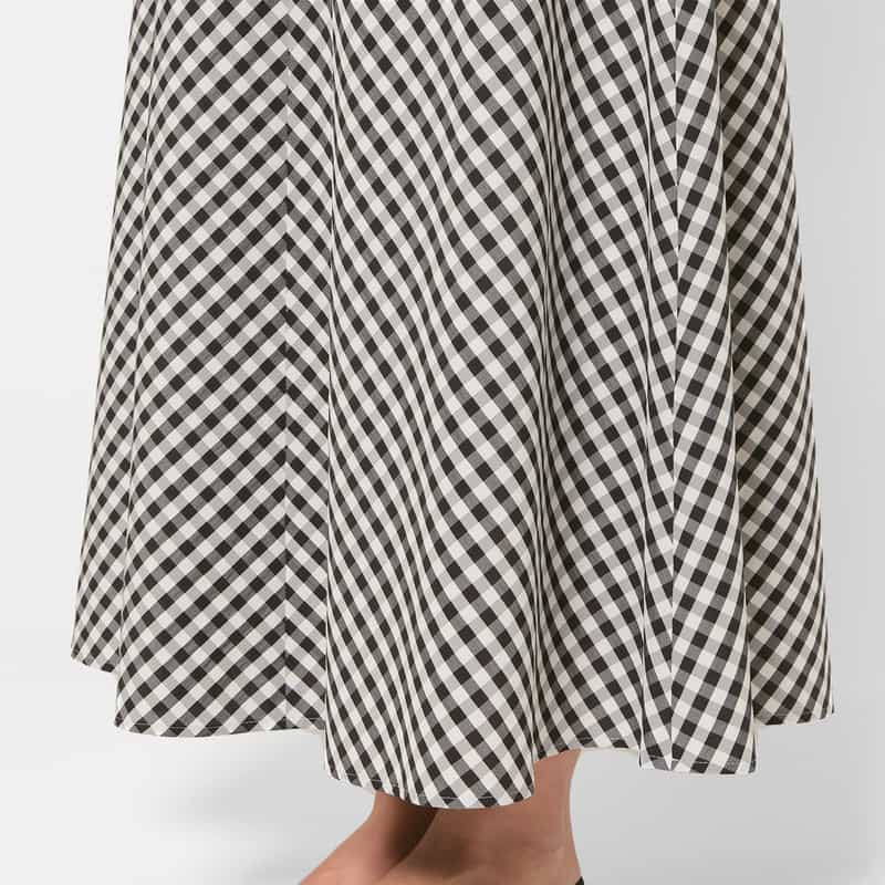 BARNEYS NEW YORK ウォッシャブル ギンガムチェック柄ロングスカート WHITE