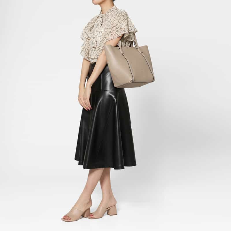 RIPANI RIPANI＜リパーニ＞ ダブルハンドルトートバッグ “SAKI“ GRAY BEIGE