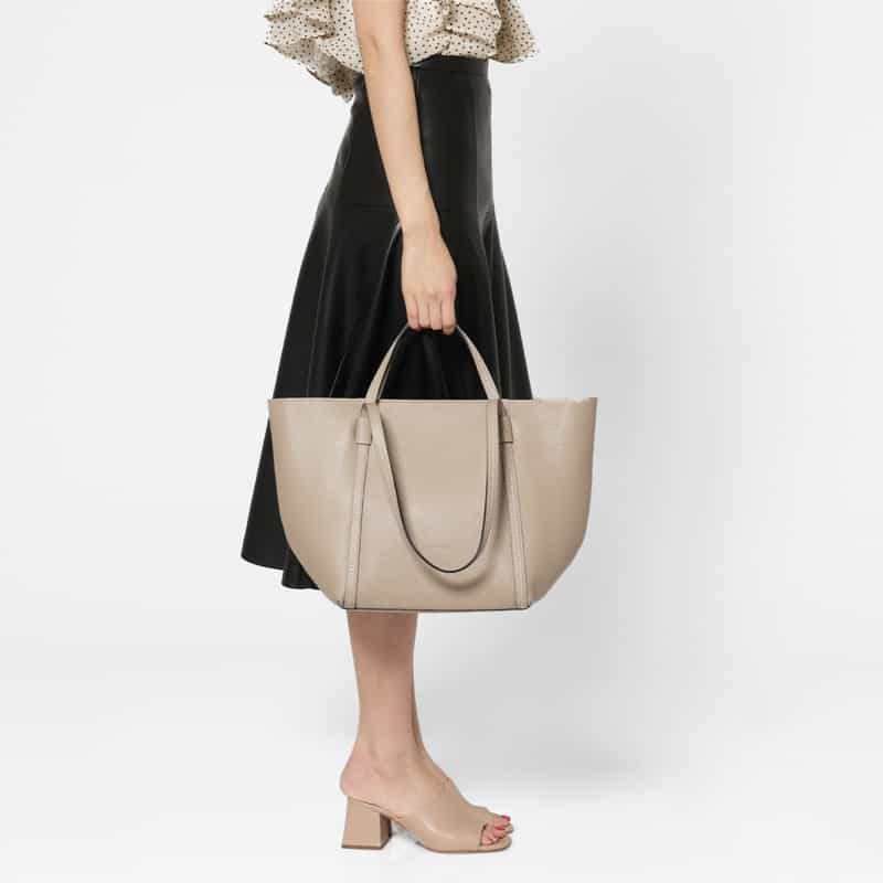 RIPANI RIPANI＜リパーニ＞ ダブルハンドルトートバッグ “SAKI“ GRAY BEIGE