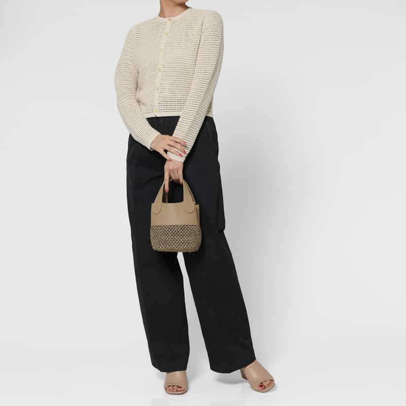 RIPANI RIPANI＜リパーニ＞ 異素材コンビネーションハンドバッグ “ANNA“ BEIGE