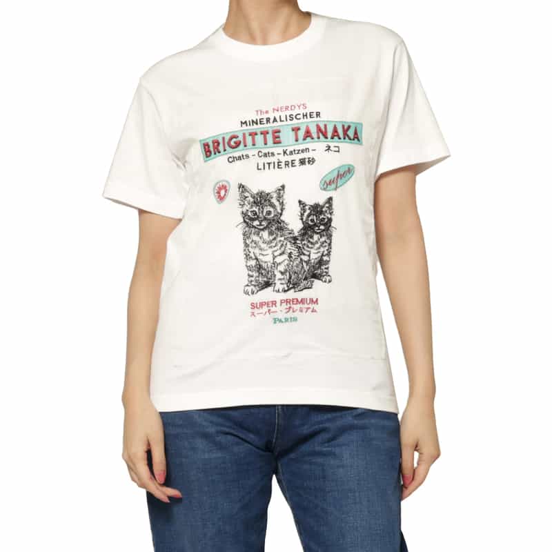 THE NERDYS THE NERDYS ＜ザ ナーディーズ＞ ＜ブリジット タナカ＞コラボレート オーガンジーTシャツ WHITE