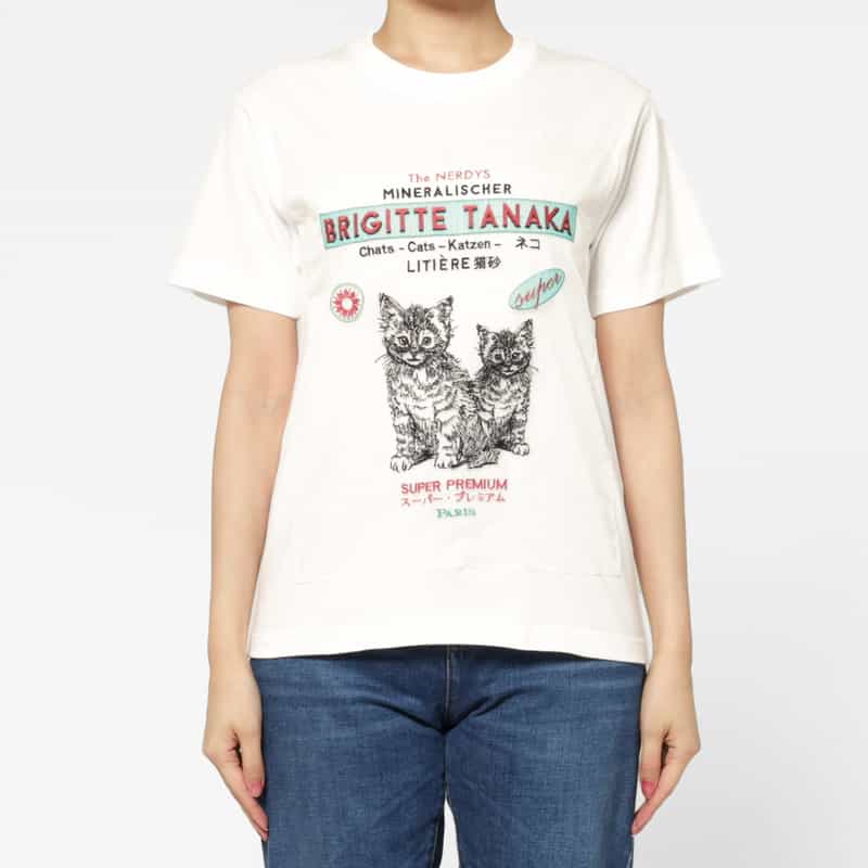 THE NERDYS THE NERDYS ＜ザ ナーディーズ＞ ＜ブリジット タナカ＞コラボレート オーガンジーTシャツ WHITE