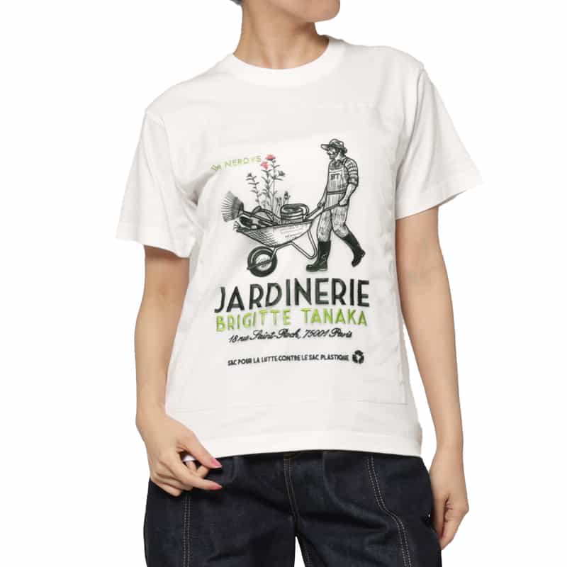 THE NERDYS THE NERDYS ＜ザ ナーディーズ＞ ＜ブリジット タナカ＞コラボレート オーガンジーTシャツ WHITE