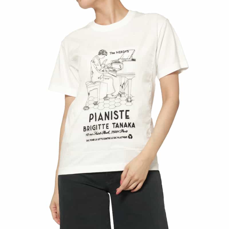 THE NERDYS THE NERDYS ＜ザ ナーディーズ＞ ＜ブリジット タナカ＞コラボレート オーガンジーTシャツ WHITE
