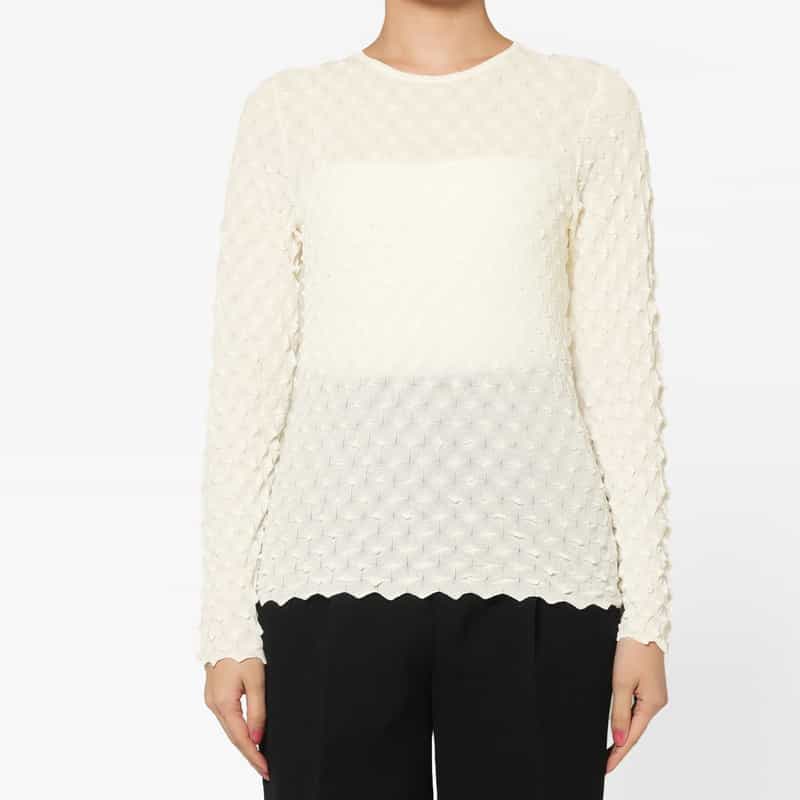 OPEN SESAME CLUB OPEN SESAME CLUB ＜オープン セサミ クラブ＞ バックオープン シアーニットプルオーバー WHITE