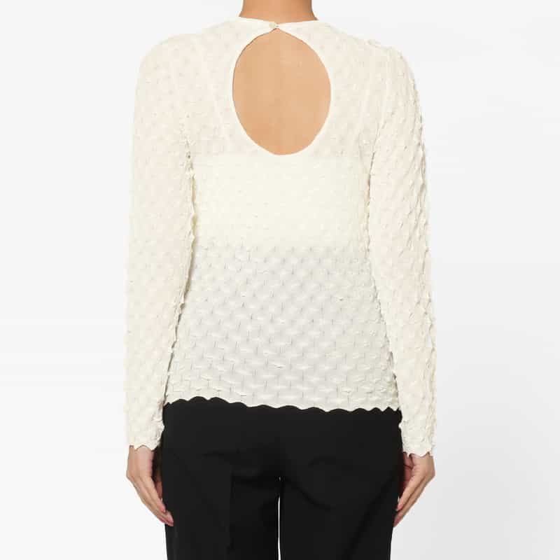 OPEN SESAME CLUB OPEN SESAME CLUB ＜オープン セサミ クラブ＞ バックオープン シアーニットプルオーバー WHITE