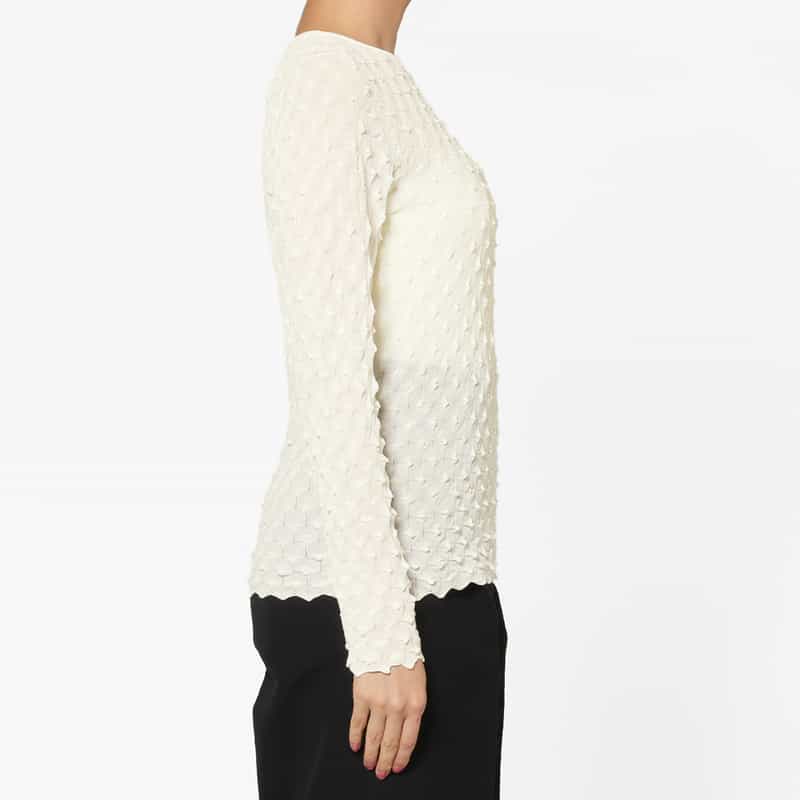 OPEN SESAME CLUB OPEN SESAME CLUB ＜オープン セサミ クラブ＞ バックオープン シアーニットプルオーバー WHITE