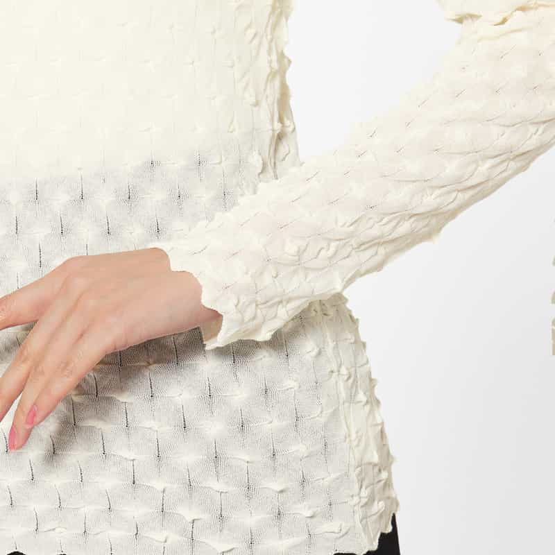 OPEN SESAME CLUB OPEN SESAME CLUB ＜オープン セサミ クラブ＞ バックオープン シアーニットプルオーバー WHITE