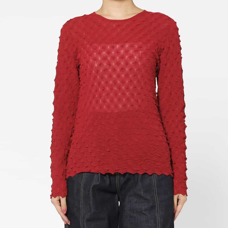 OPEN SESAME CLUB OPEN SESAME CLUB ＜オープン セサミ クラブ＞ バーニーズ　ニューヨーク限定バックオープン シアーニットプルオーバー RED